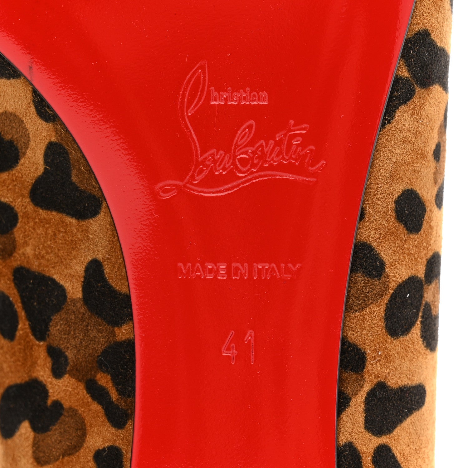 Christian Louboutin Veau Velours Nappa Leopard Print Spiked Hall Flats 41 Caramel 7 of 8