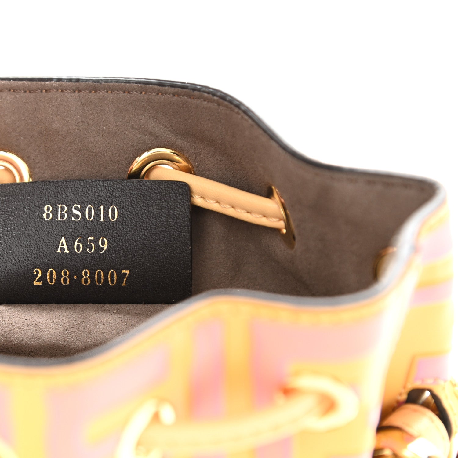 Fendi Vitello Liberty F is Fendi Bi-Color FF 1974 Embossed Mini Mon Tresor Bucket Bag Savana Lollypop 7 of 8