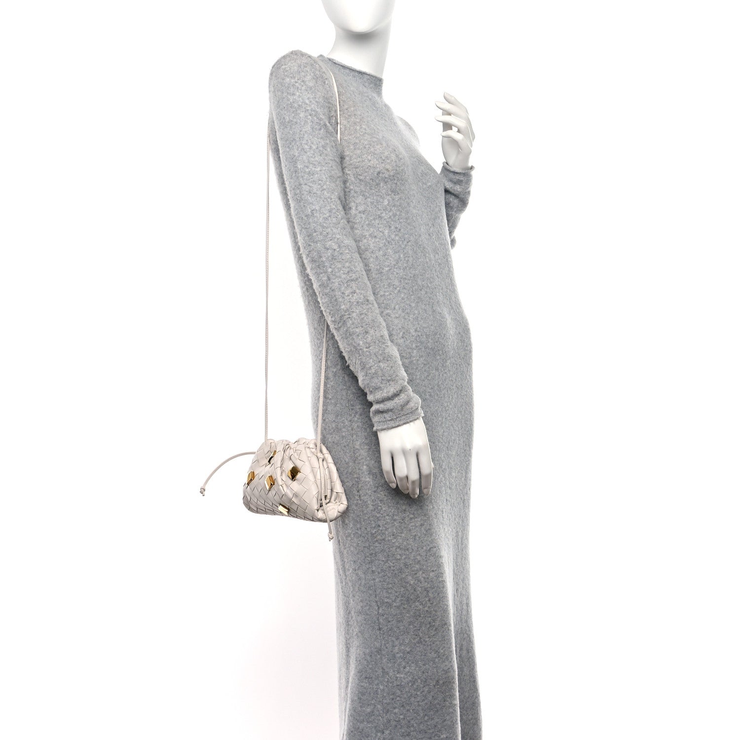 Bottega Veneta Nappa Intrecciato Studded The Mini Pouch Chalk 2 of 10