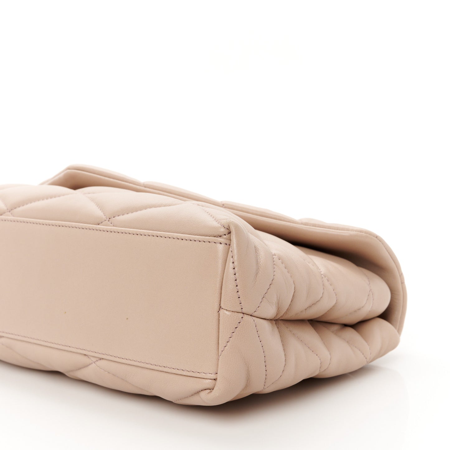 Lambskin Quilted Sade Puffer Envelope Clutch Rosy Sand