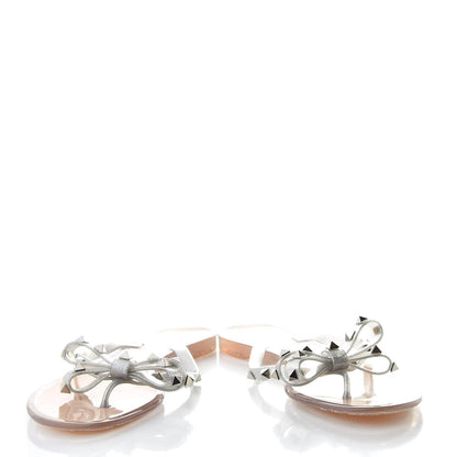 Valentino Garavani PVC Jelly Glitter Rockstud Bow Thong Sandals 40 Silver 5 of 9