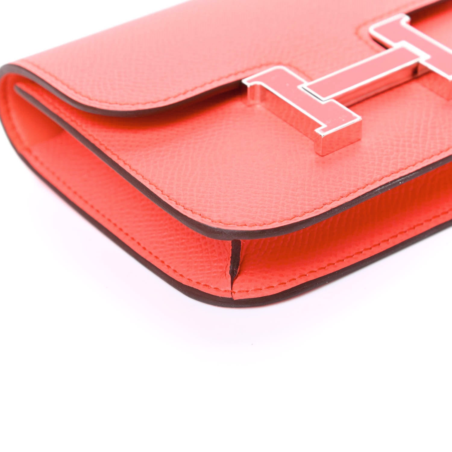 Hermes Epsom Enamel Constance Slim Wallet Rose Texas Rouge De Coeur 8 of 10