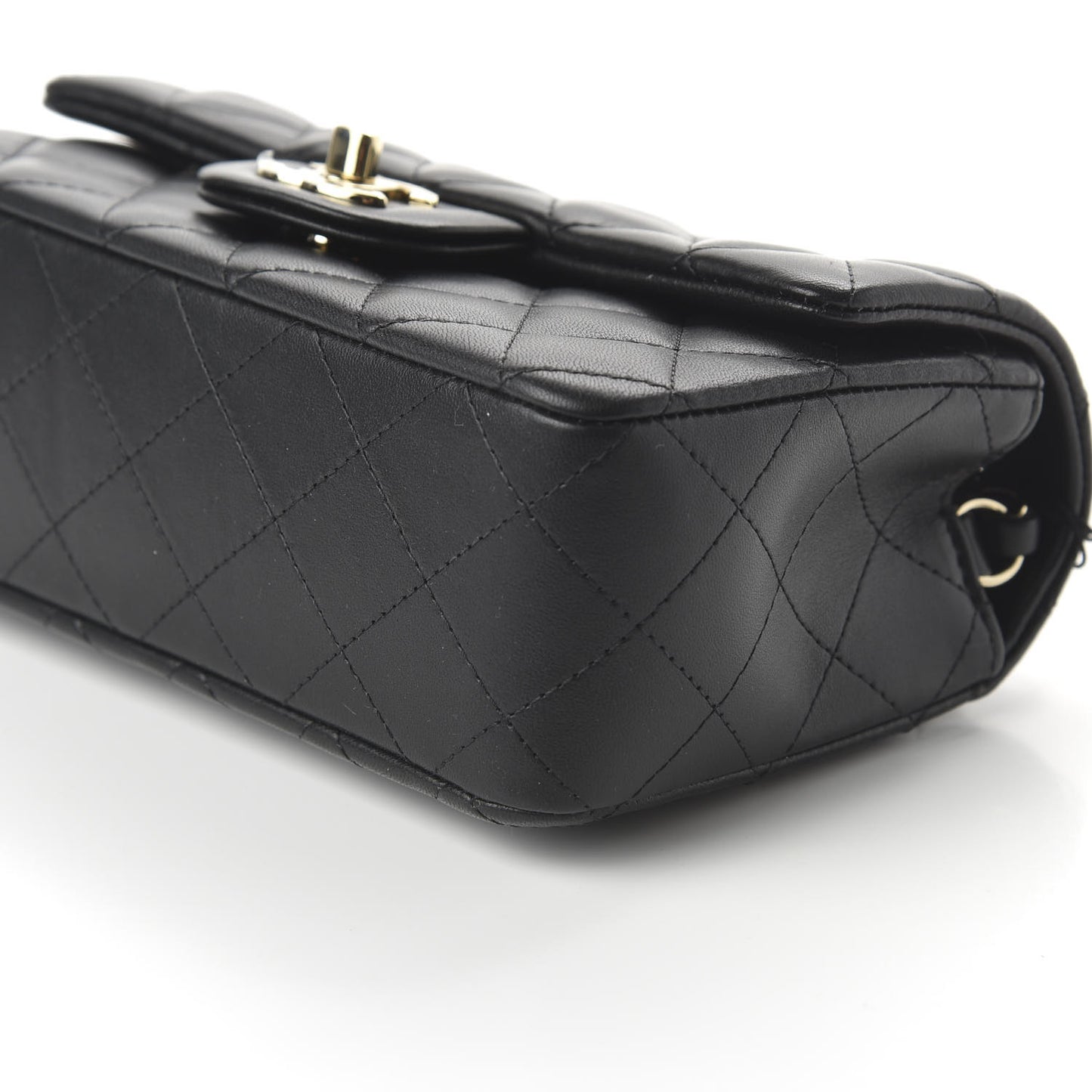 Lambskin Quilted Mini Rectangular Flap Black