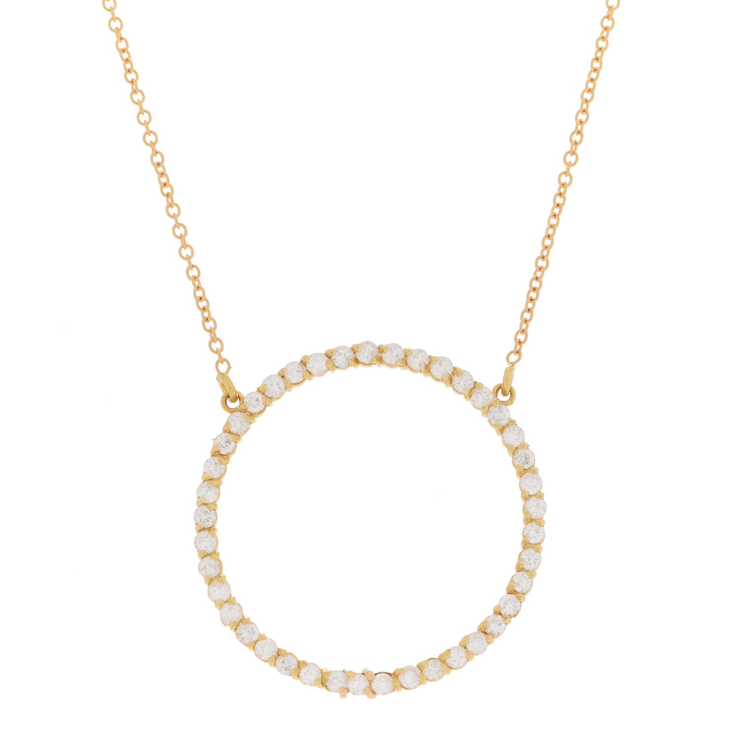 Jennifer Meyer 18K Yellow Gold Diamond Open Circle Necklace 4 of 7