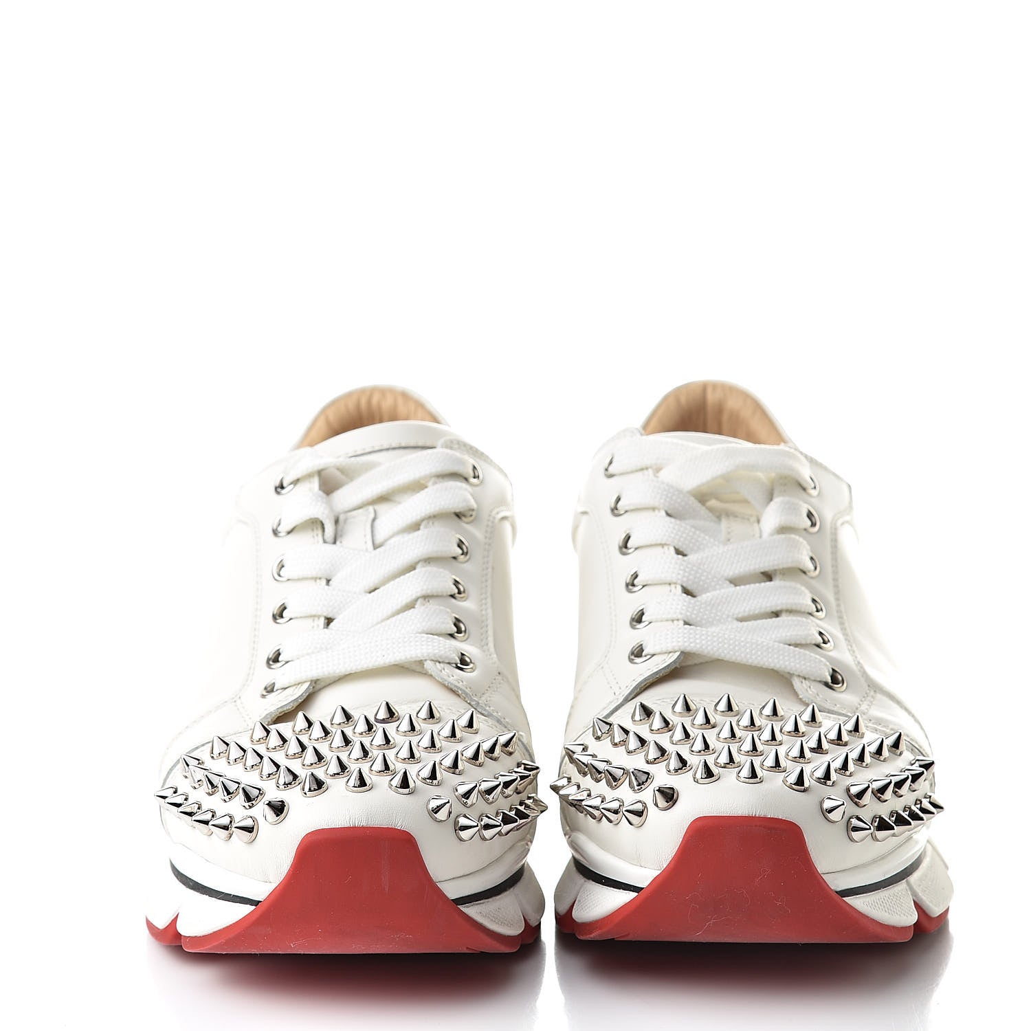 Christian Louboutin Calfskin Spike VRS 2018 Sneakers 39.5 Snow Silver 2 of 12