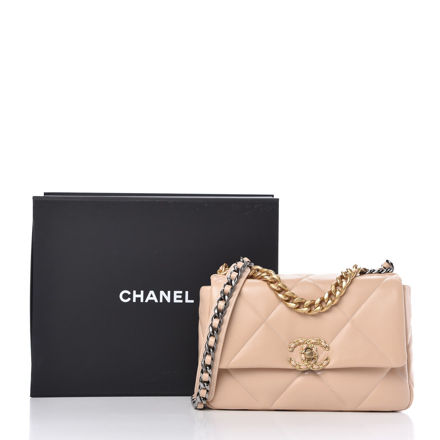 Chanel Lambskin Quilted Medium Chanel 19 Flap Beige 11 of 11