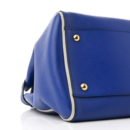 Salvatore Ferragamo Hammered Calfskin Batik Tote Blue White 9 of 11
