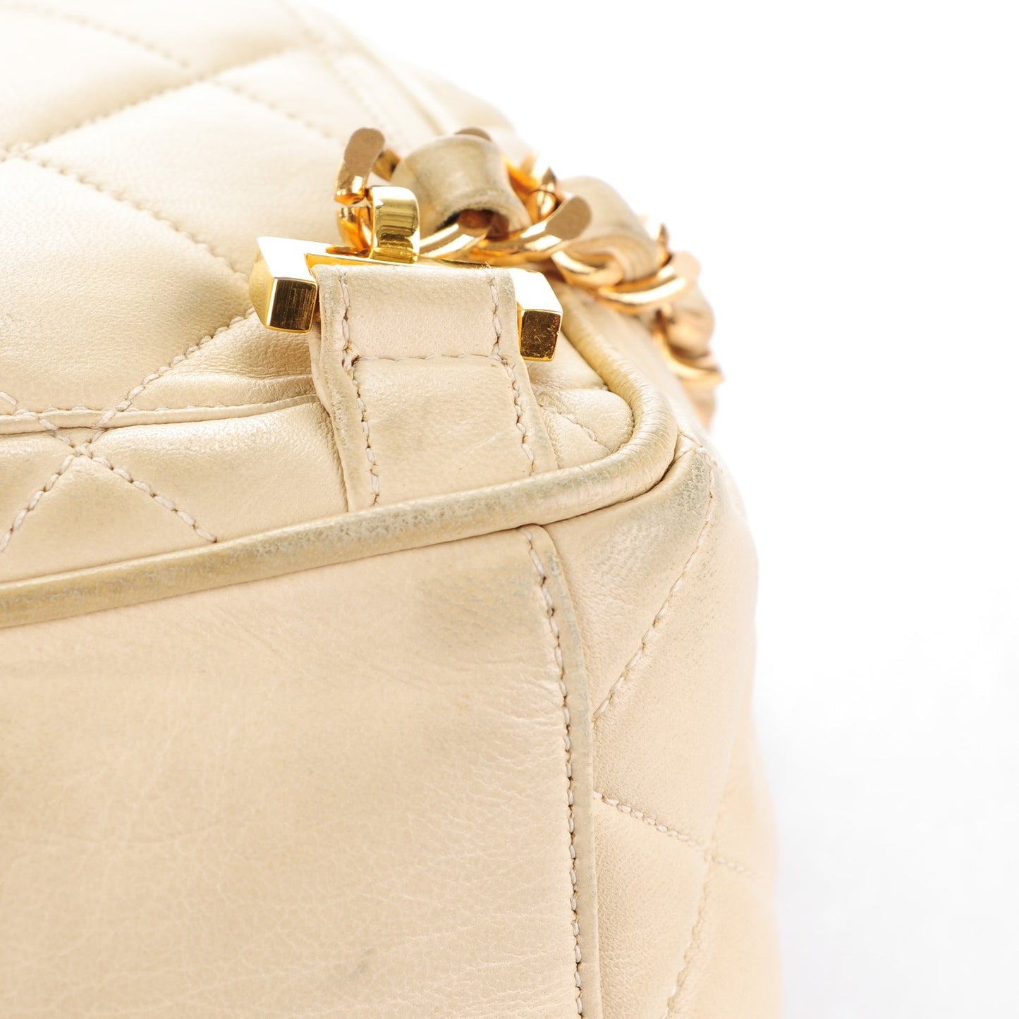Lambskin Quilted Backpack Beige Clair
