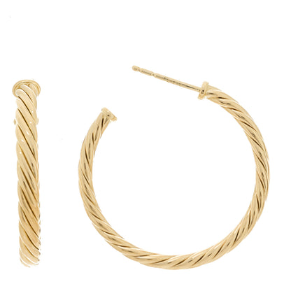 David Yurman 18K Yellow Gold Small Cablespira Hoop Earrings 1 of 4