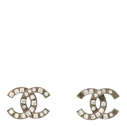Chanel Baguette Crystal CC Earrings Silver 1 of 5