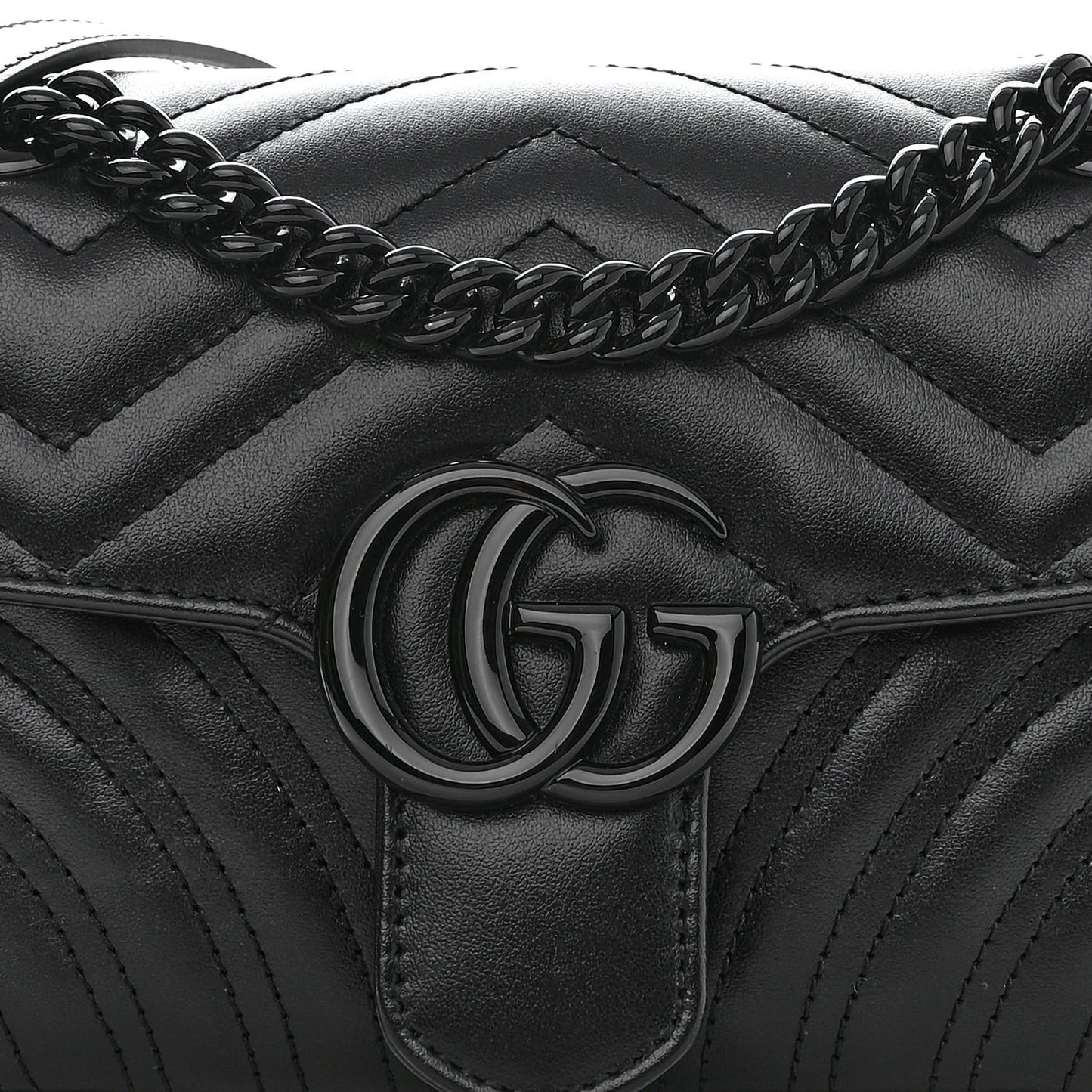 Calfskin Matelasse Monochrome Mini GG Marmont Shoulder Bag Black