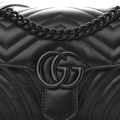 Gucci Calfskin Matelasse Monochrome Mini GG Marmont Shoulder Bag Black 8 of 10