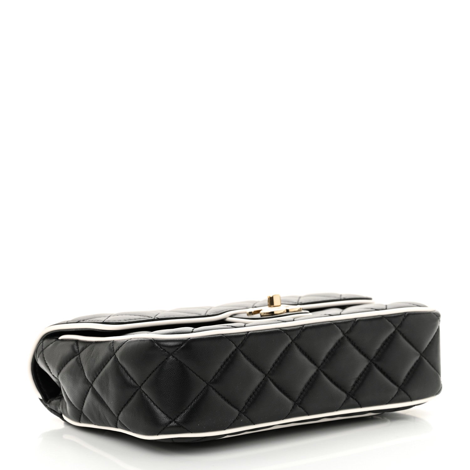 Chanel Lambskin Quilted Resin Graphic Frame Flap Bag Black White 4 of 12