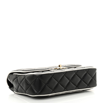 Chanel Lambskin Quilted Resin Graphic Frame Flap Bag Black White 4 of 12