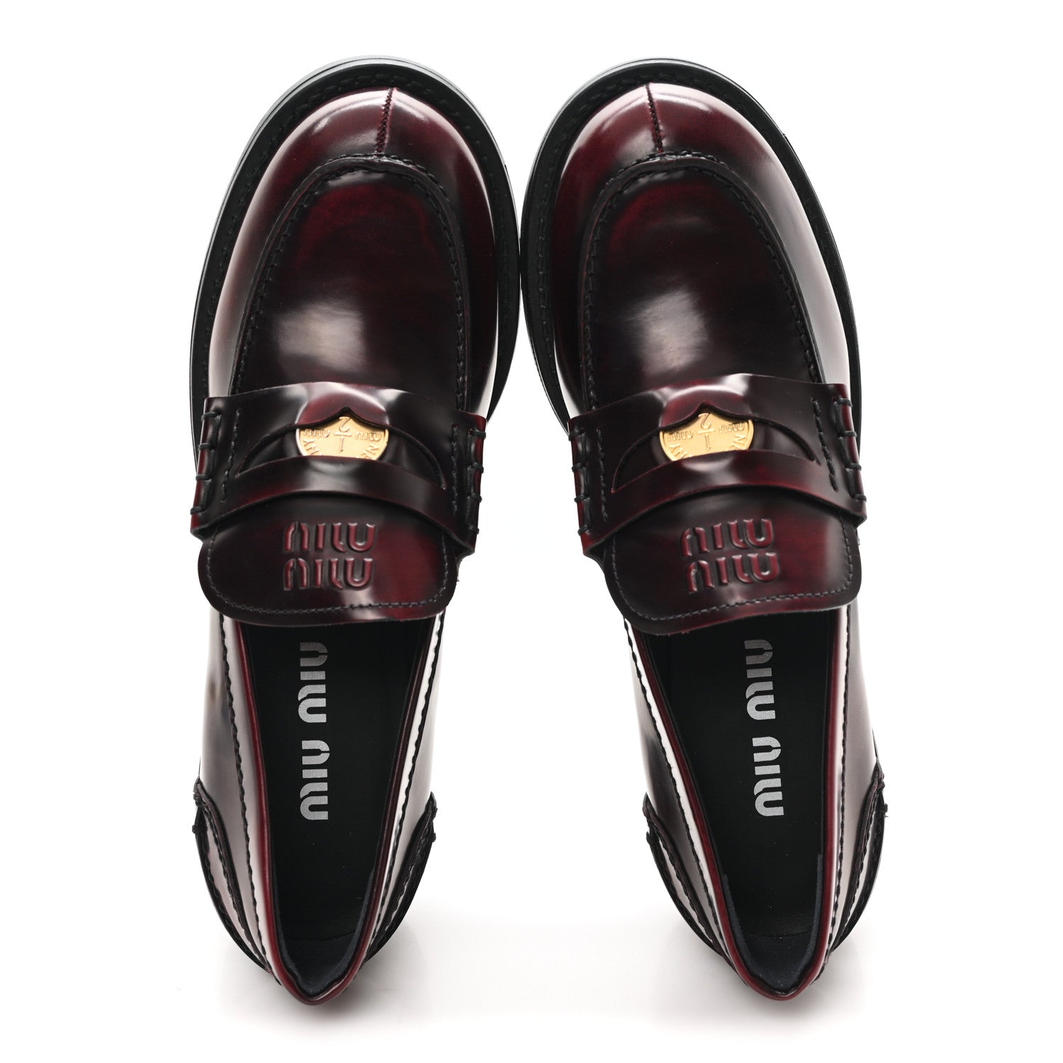 Miu Miu Spazzolato Fume Penny Platform Loafers 38 Porpora 2 of 10