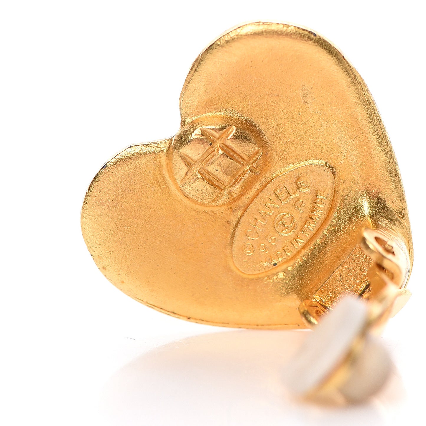 CC Heart Clip On Earrings Gold