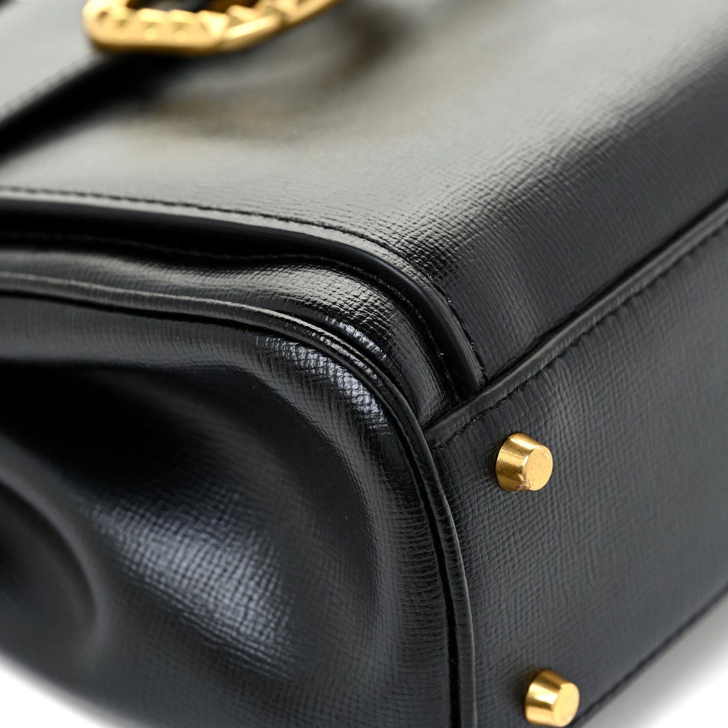 Grainy Calfskin Rockstud Medium Alcove Top-Handle Bag Black