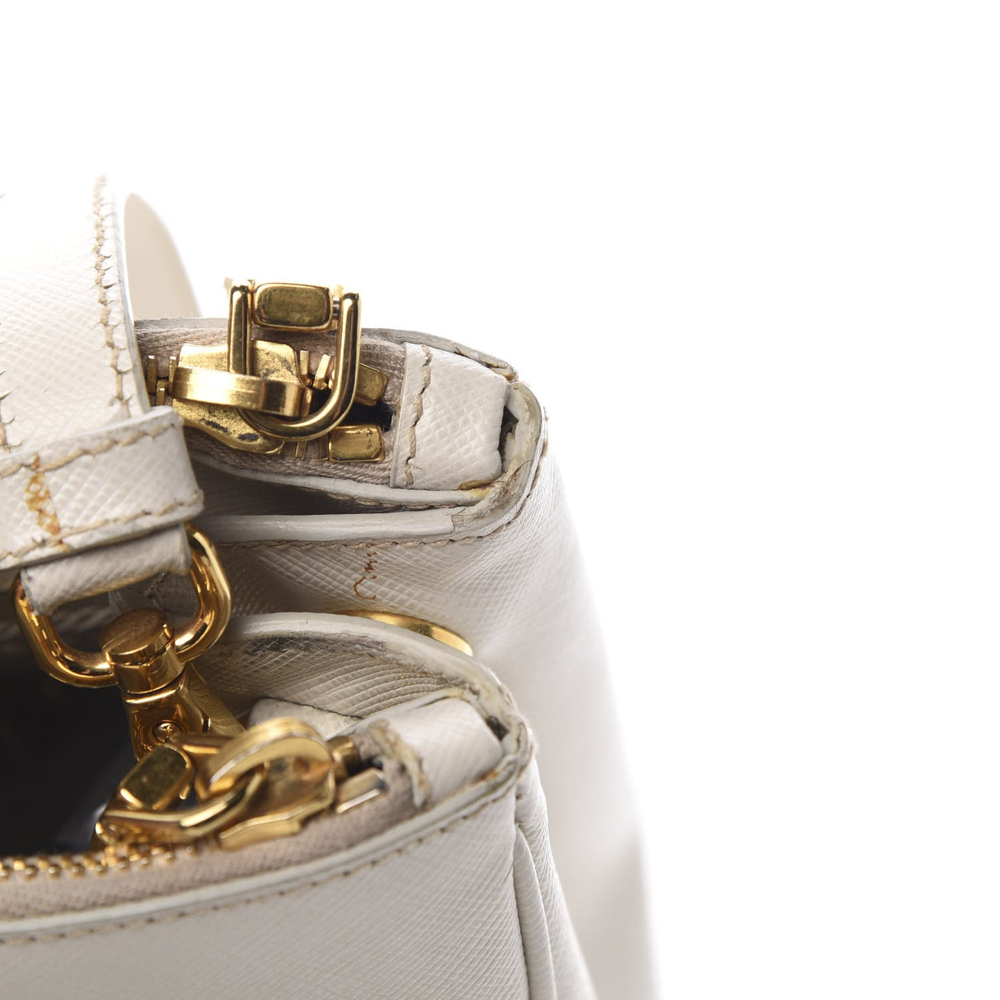Saffiano Small Galleria Double Zip Tote Talco