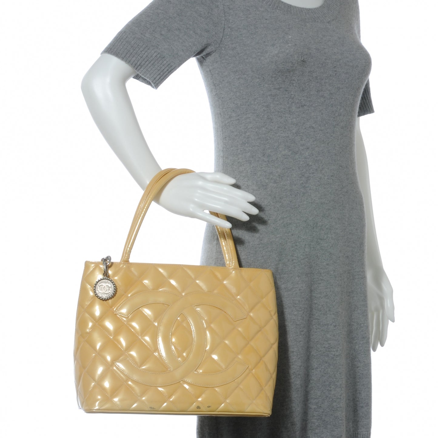 Patent Medallion Tote Yellow
