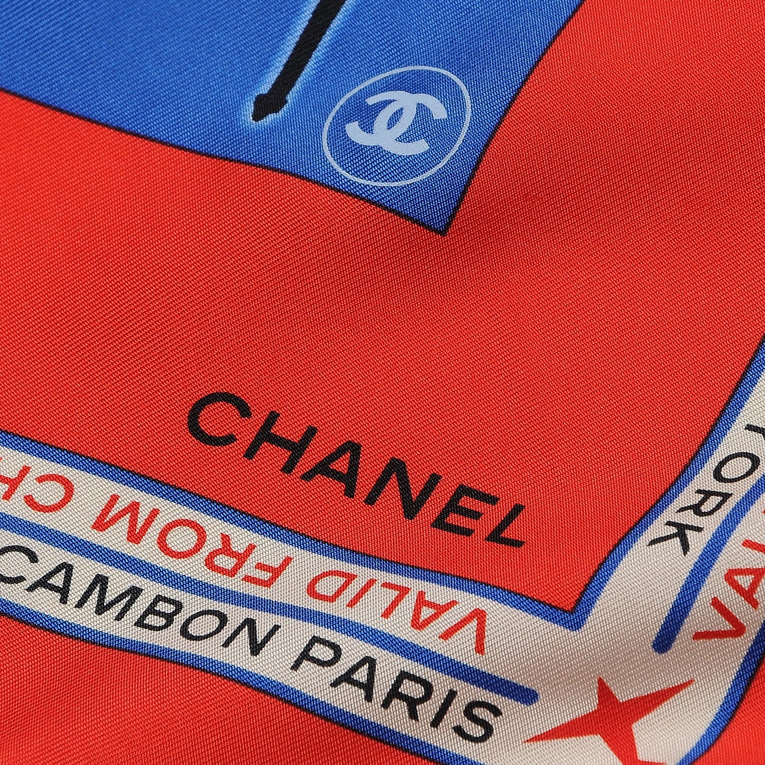 Chanel Silk Travel Stamps Scarf Red 4 of 4