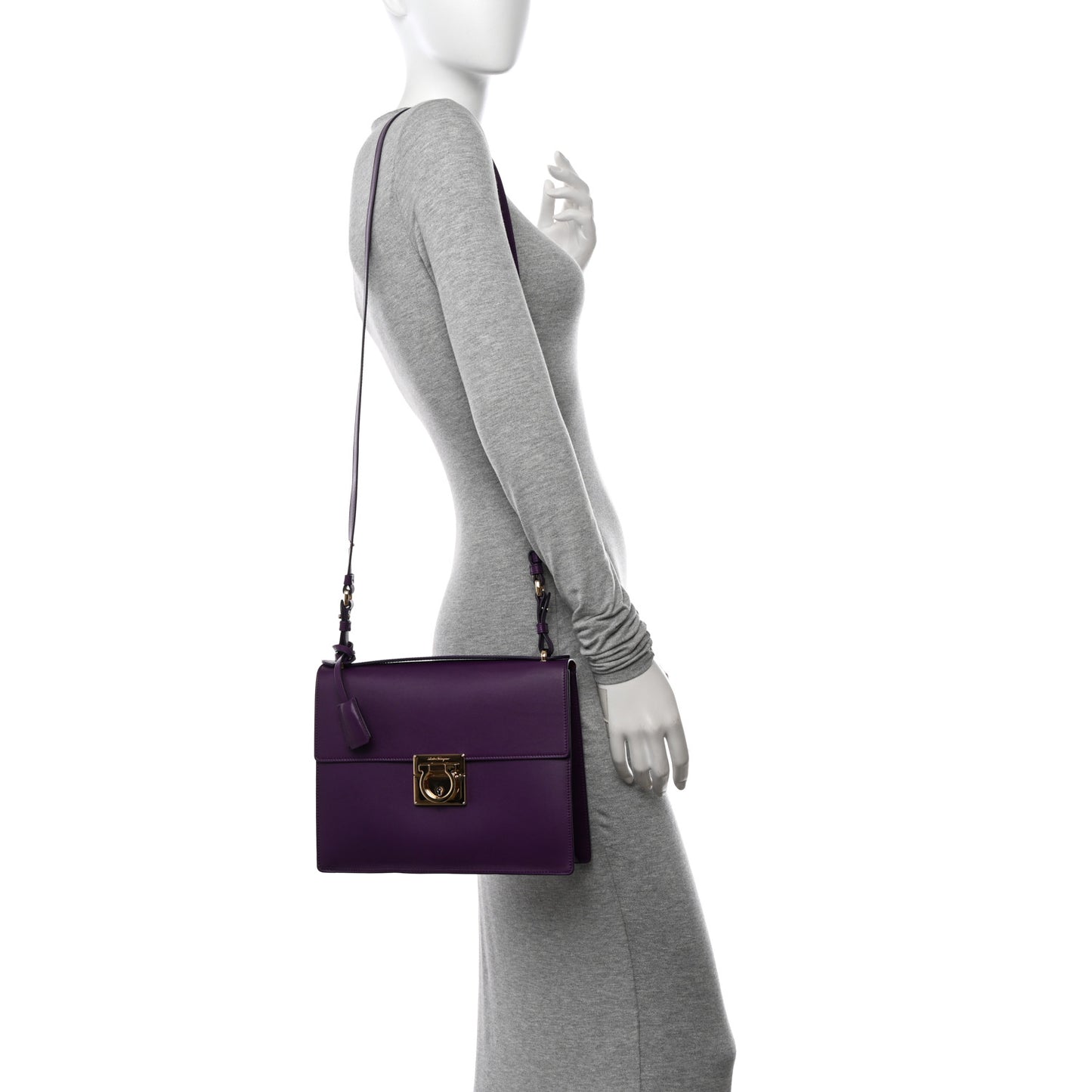 Calfskin Gancio Lock Marisol Top Handle Satchel Mora Rosso