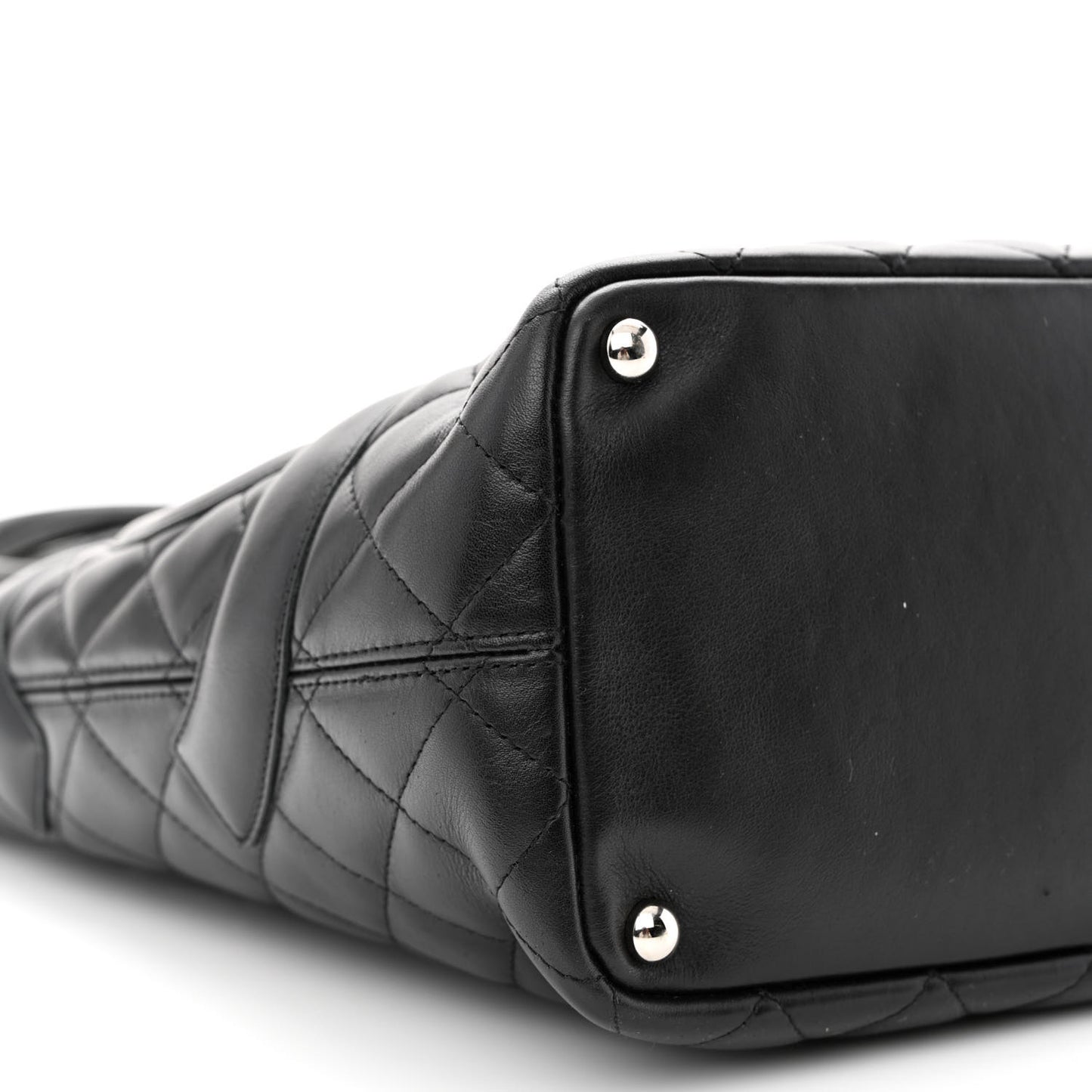 Calfskin Quilted Medium Cambon Tote Black