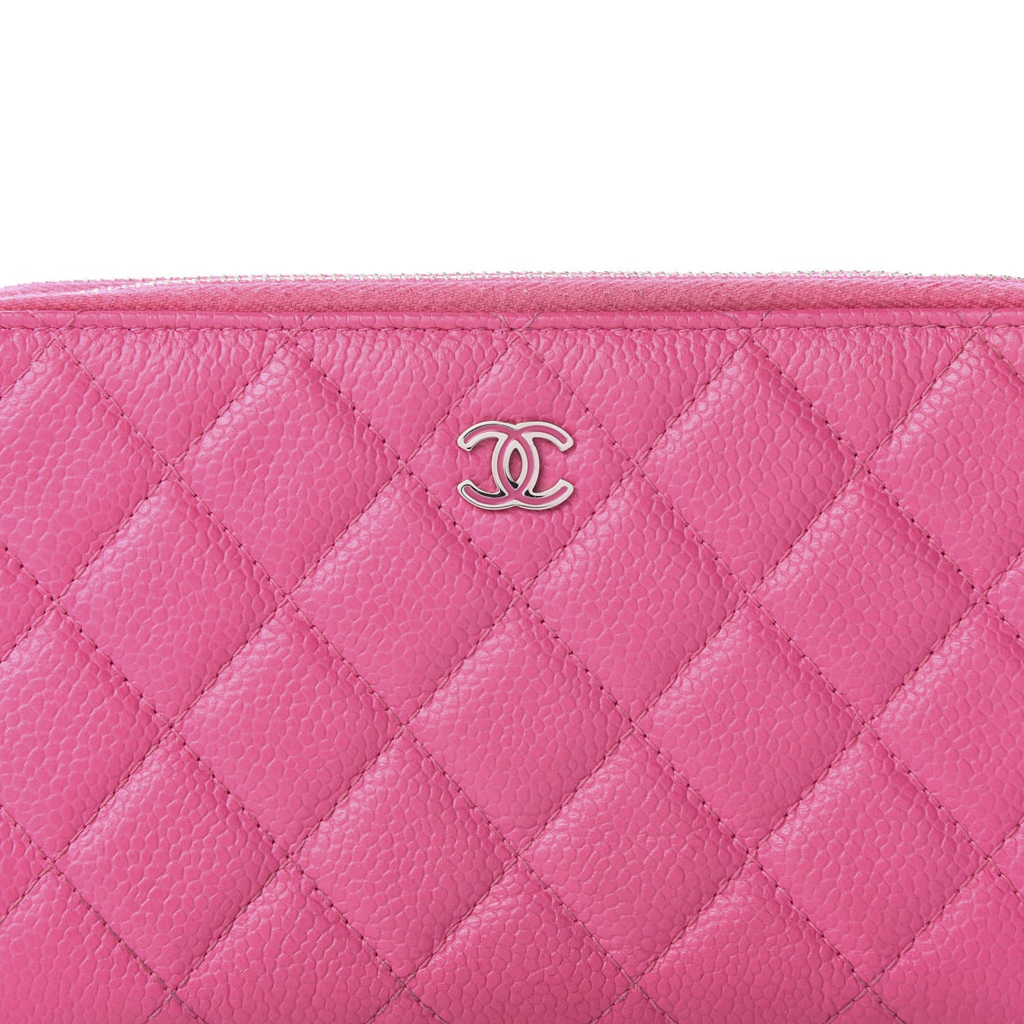 Caviar Quilted Triple Zipper Wallet Pink