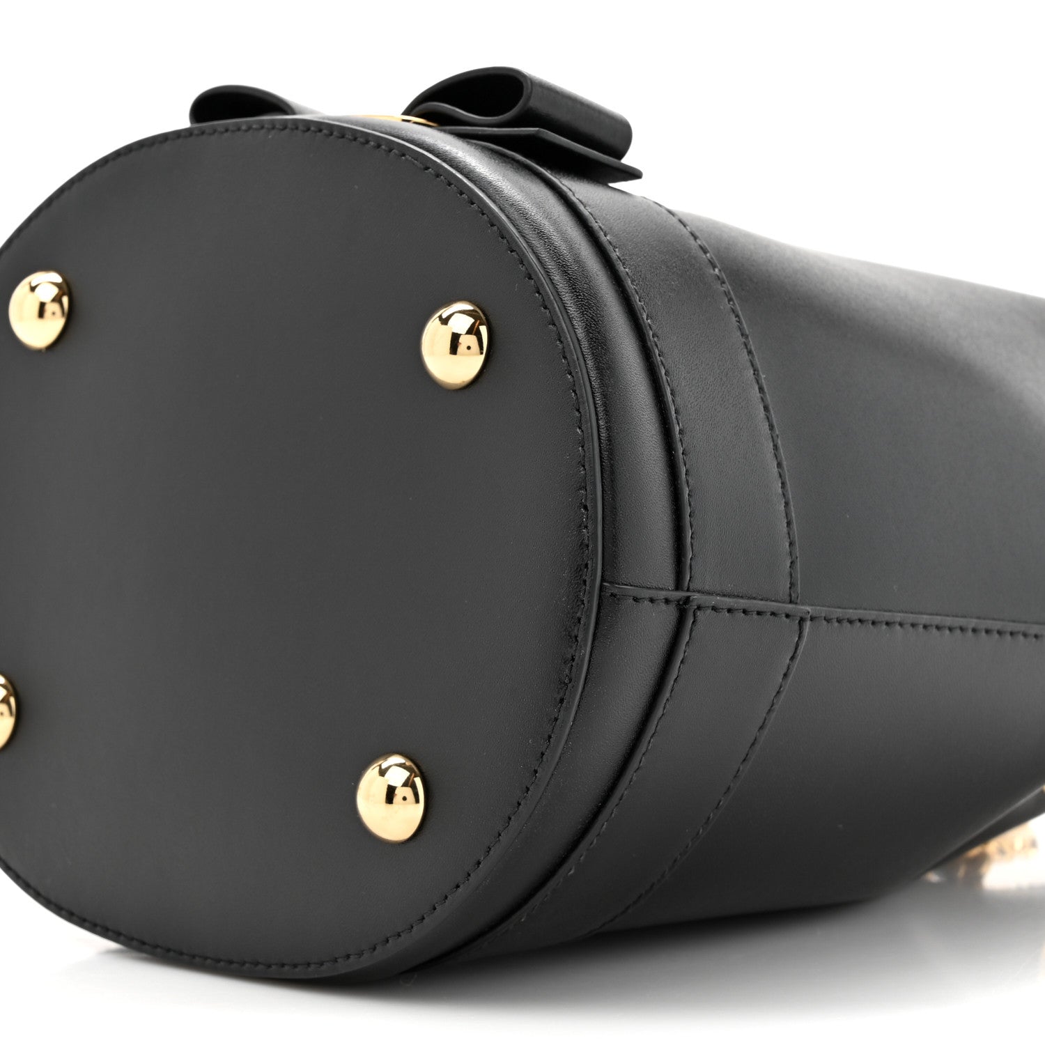 Salvatore Ferragamo Calfskin Vara Bow Bucket Bag Black 8 of 9