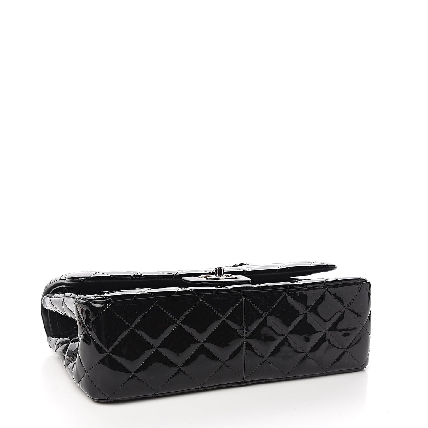 Patent Quilted Jumbo Double Flap Black