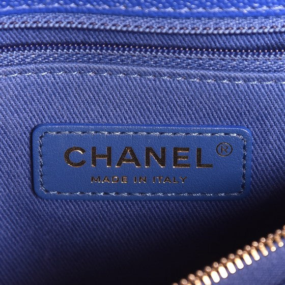 Chanel Caviar Chevron Quilted Small Coco Handle Flap Blue 6 of 7