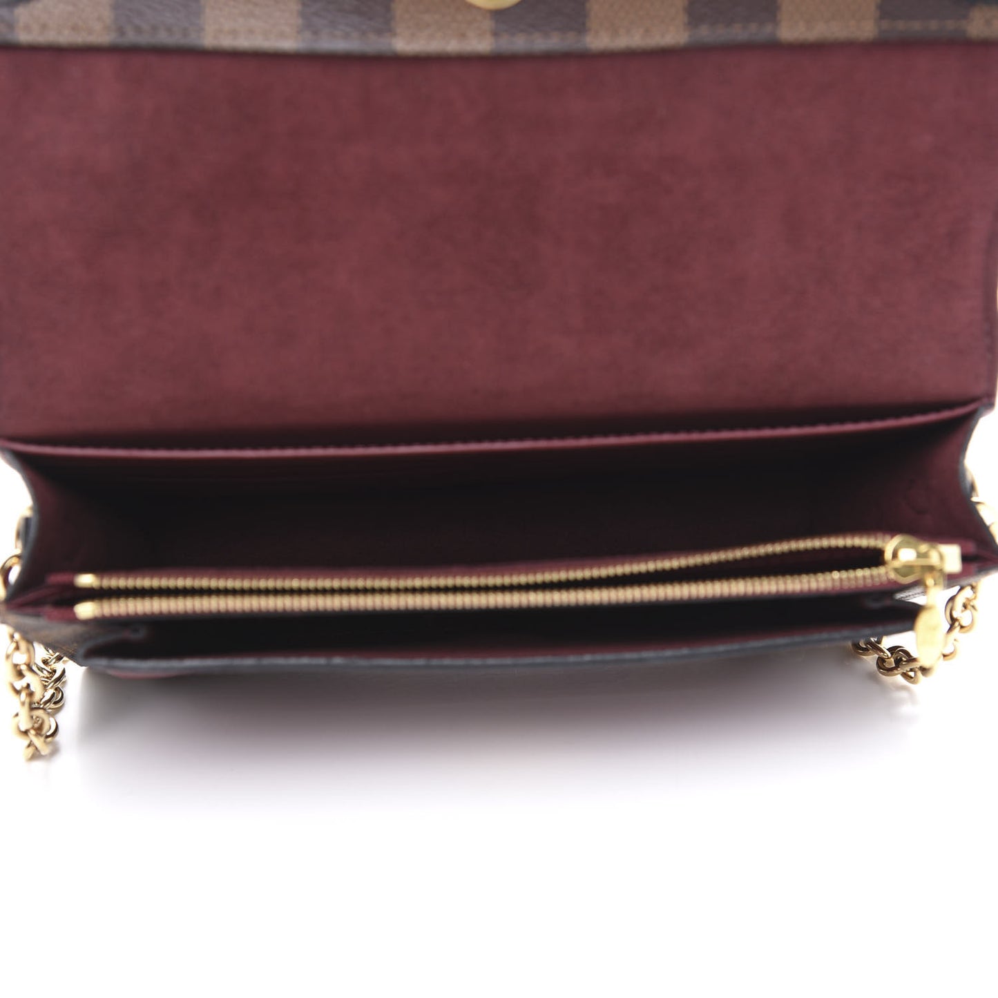 Damier Ebene Vavin Chain Wallet Red