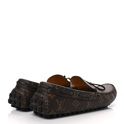 Louis Vuitton Monogram Mens Arizona Car Shoe Moccasin Loafers 8 Macassar 4 of 9
