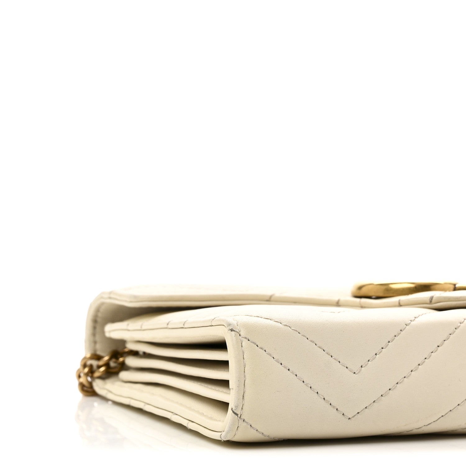 Gucci Calfskin Matelasse GG Marmont Chain Wallet Mystic White 9 of 11