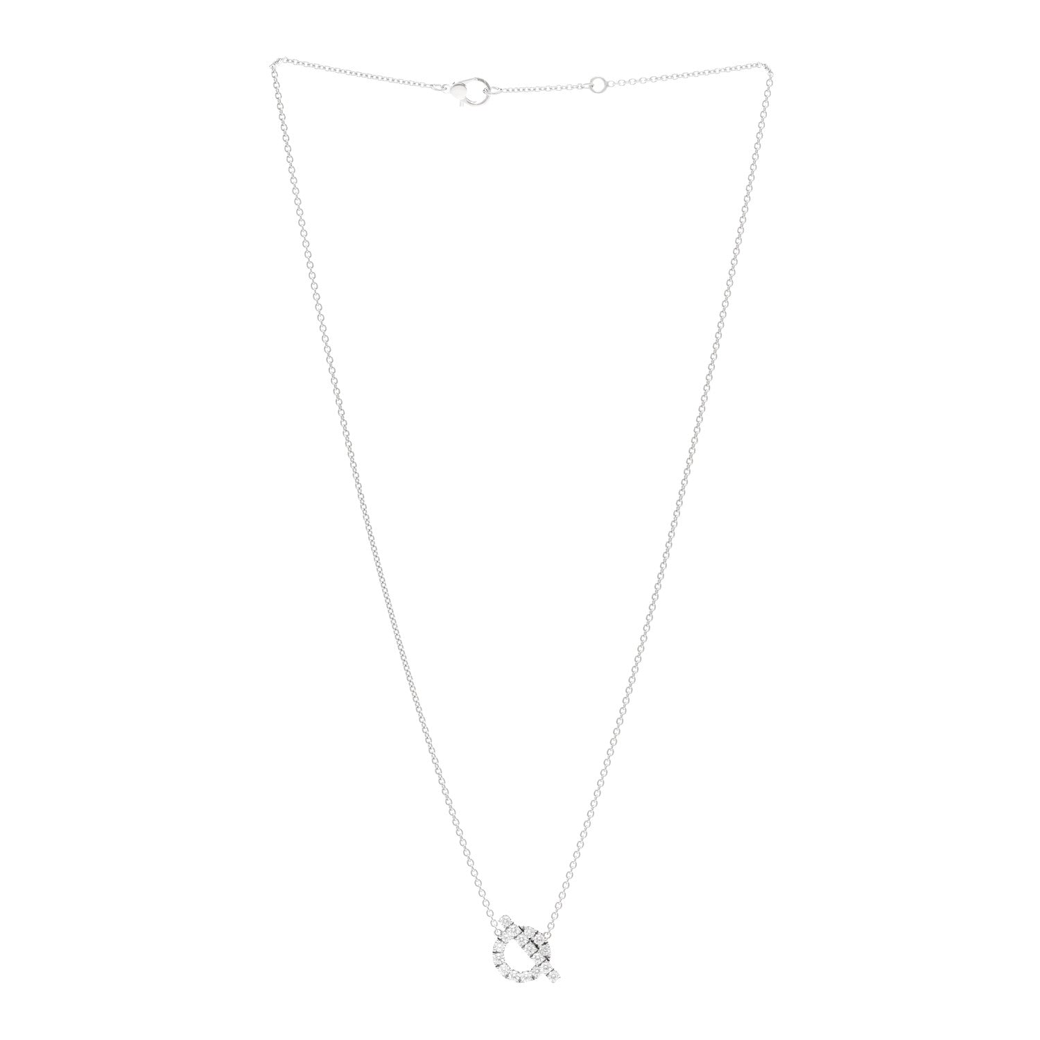 Hermes 18K White Gold Diamond Finesse Pendant Necklace 3 of 5