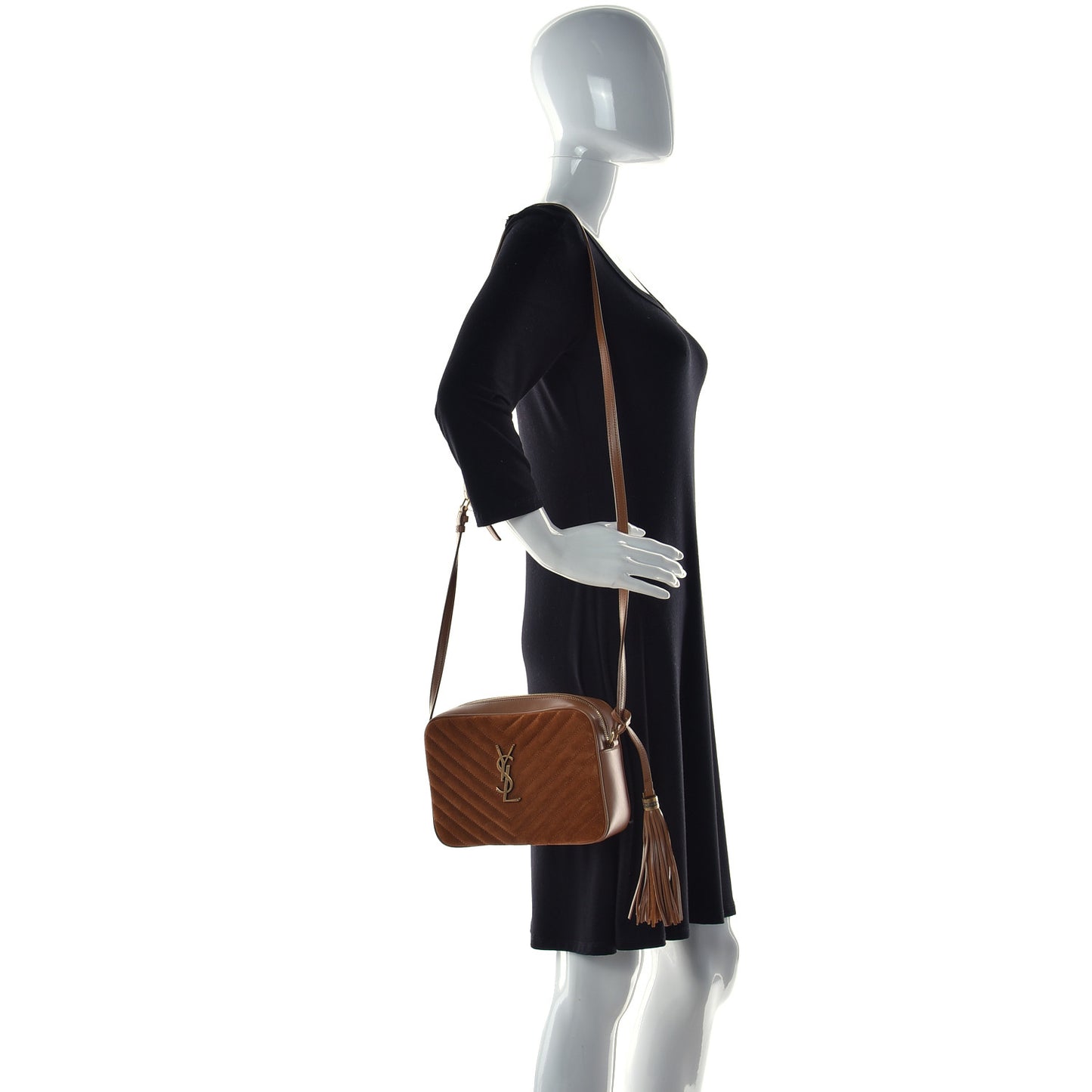 Suede Matelasse Monogram Lou Camera Bag Cinnamon