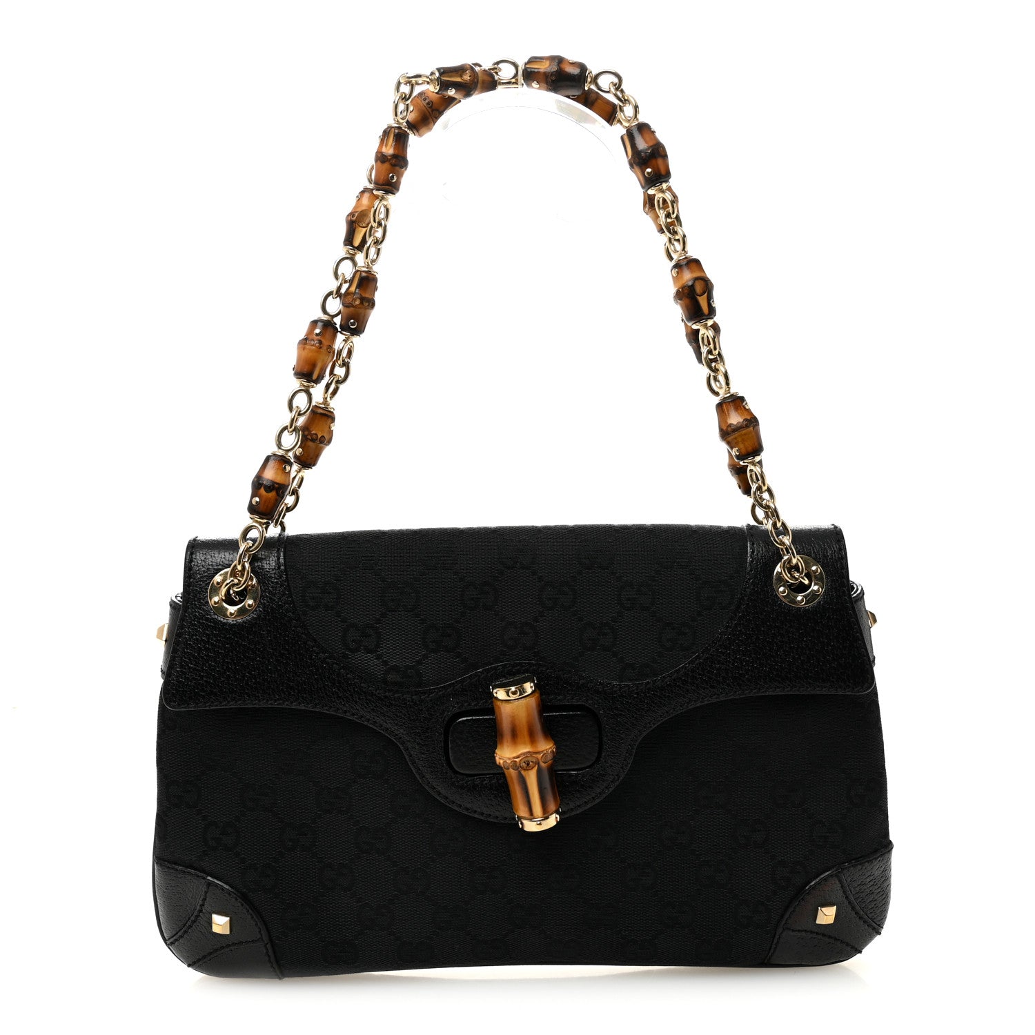 Gucci Monogram Bamboo Chain Bag Black 1 of 10