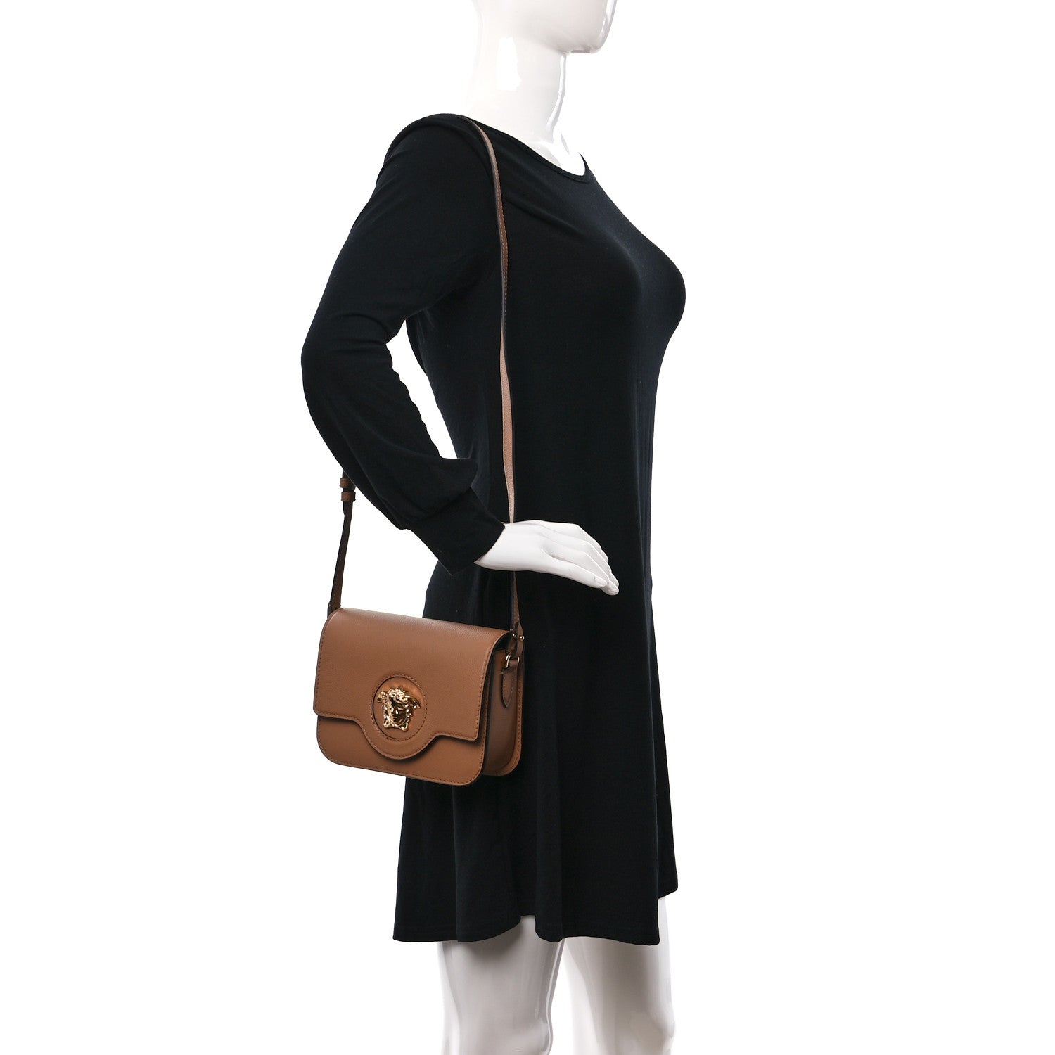 Versace Grained Calfskin La Medusa Flap Shoulder Bag Brown 2 of 8