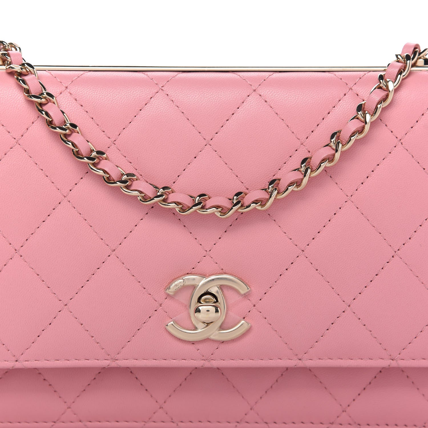 Chanel Lambskin Quilted Trendy CC Wallet On Chain WOC Pink 11 of 11