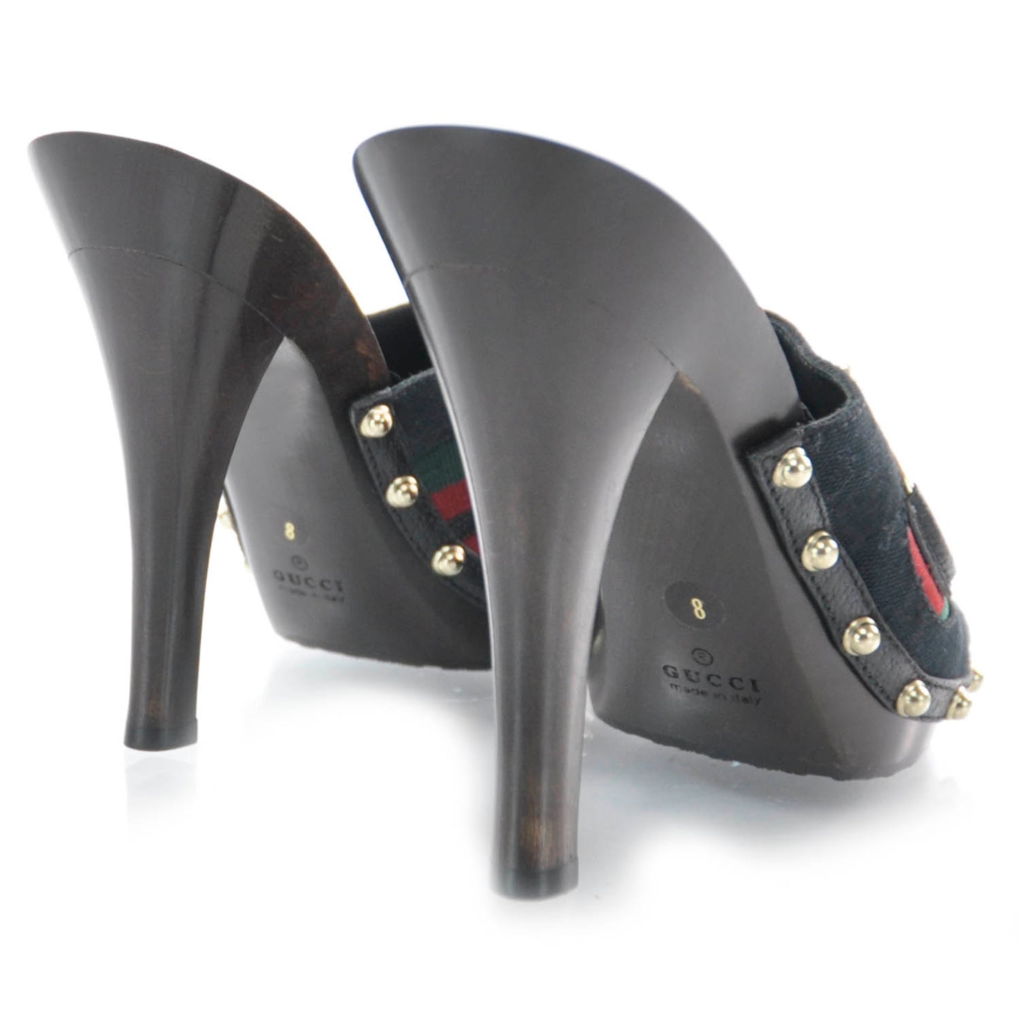 Monogram Wooden Horsebit Heels 8 Black