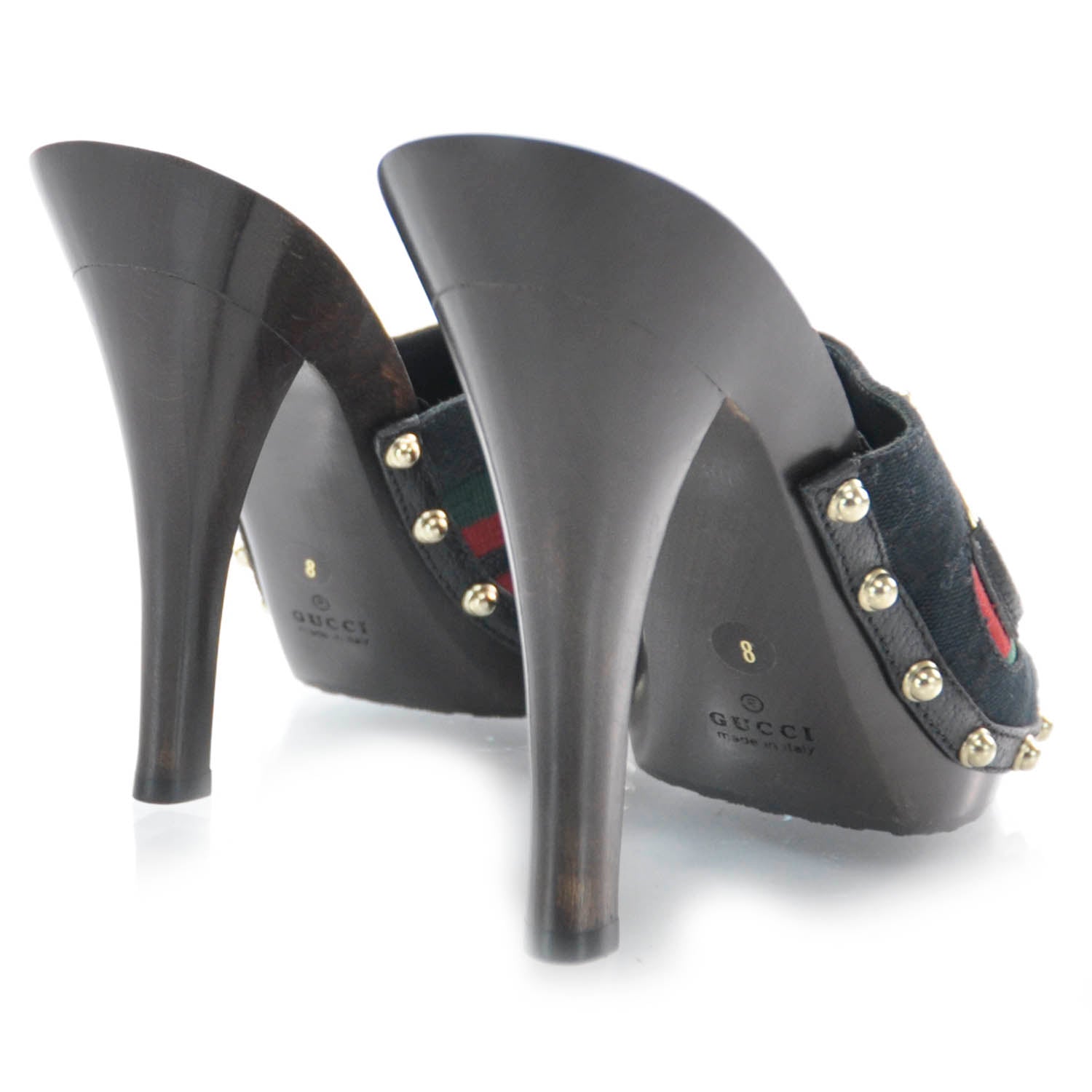 Gucci Monogram Wooden Horsebit Heels 8 Black 3 of 6