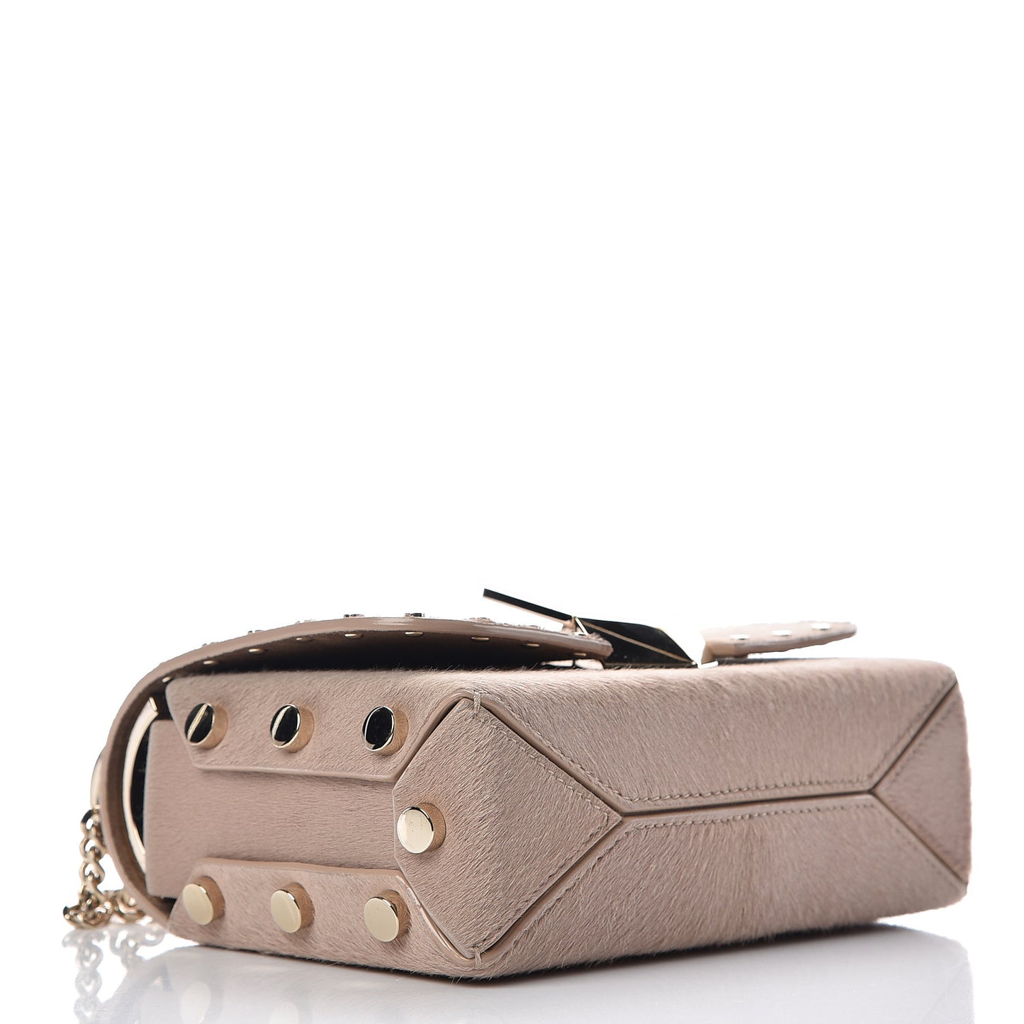 Calf Hair Lockett Petite Shoulder Bag Beige