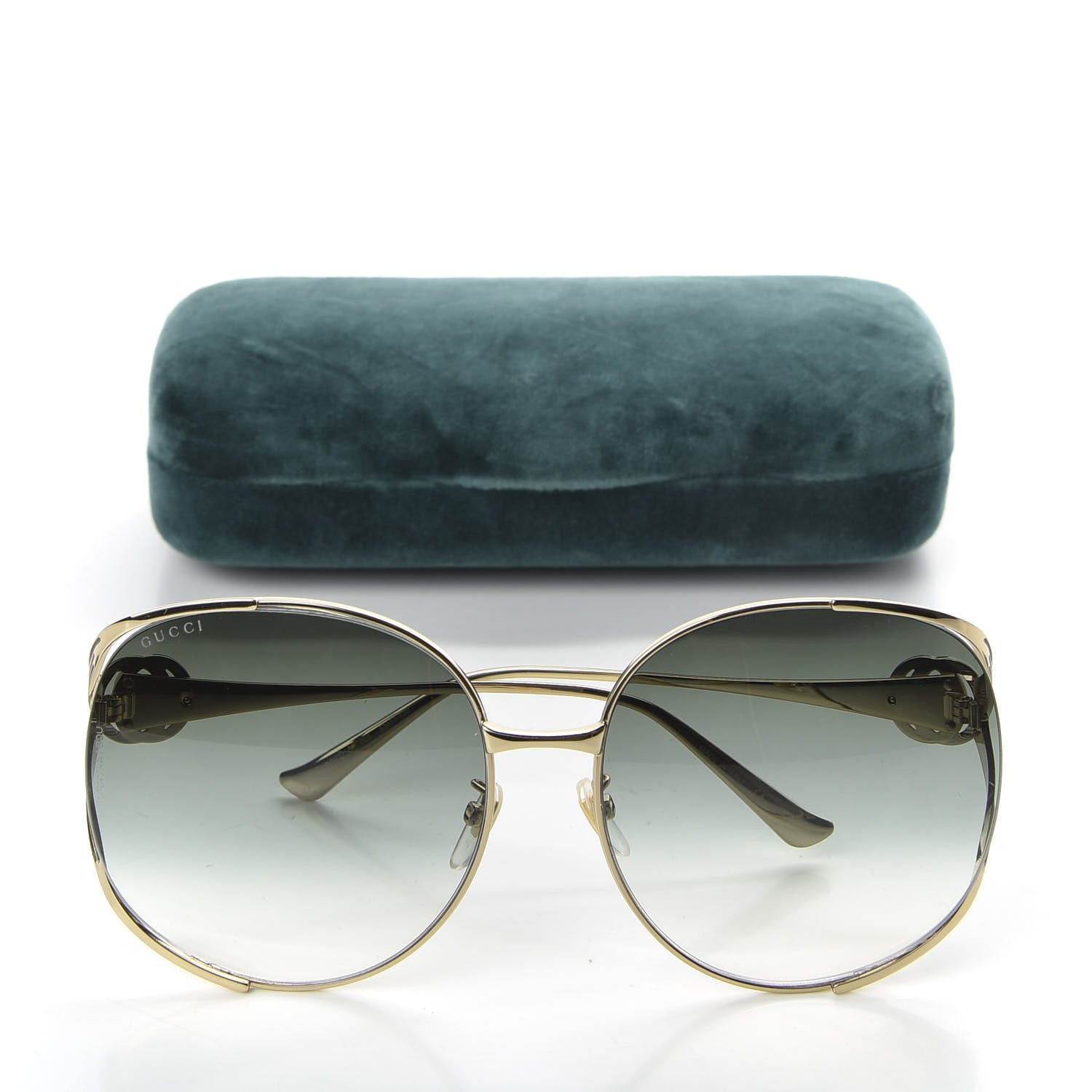 Gucci Metal Oversized Round Frame GG0225S Sunglasses Gold 8 of 8