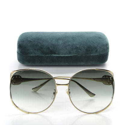 Gucci Metal Oversized Round Frame GG0225S Sunglasses Gold 8 of 8