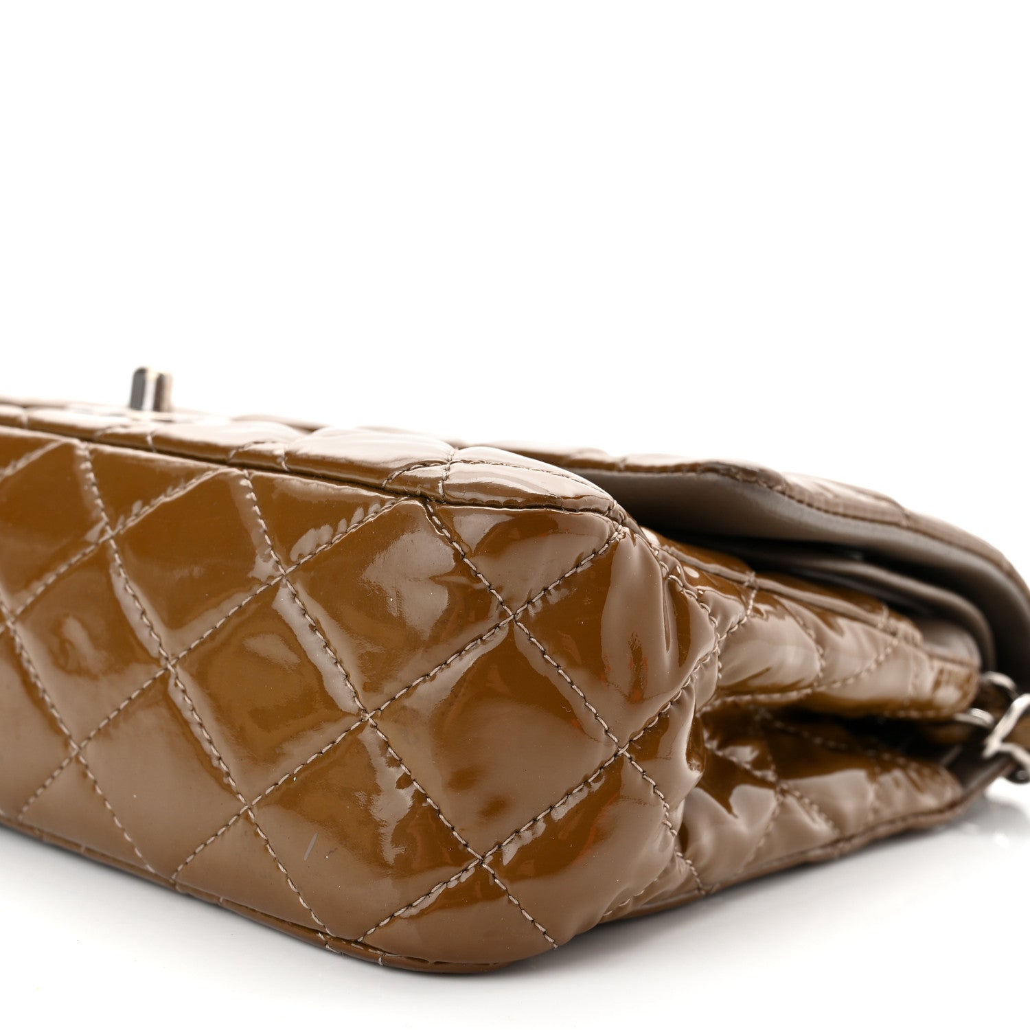 Chanel Patent Quilted Medium Double Flap Dark Green 9 of 10
