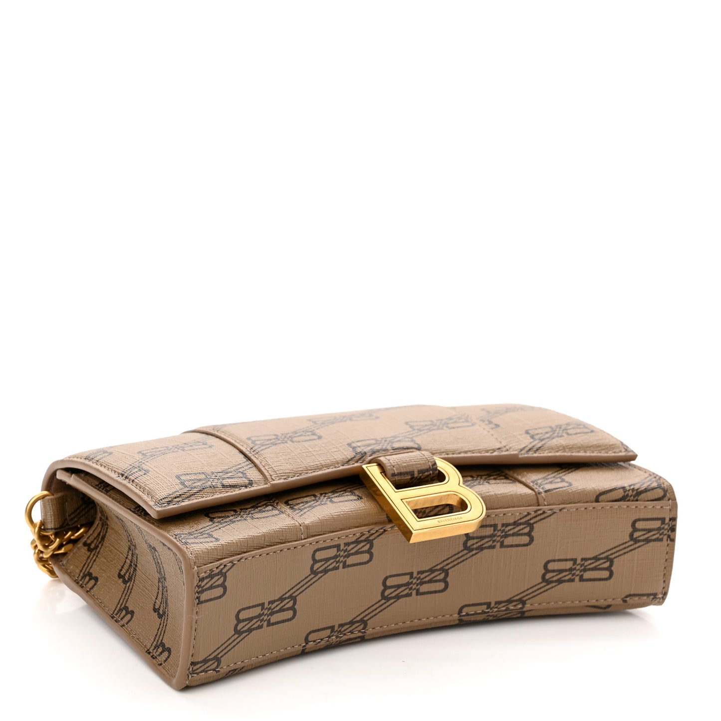 Coated Canvas BB Monogram Hourglass Chain Bag Beige Brown