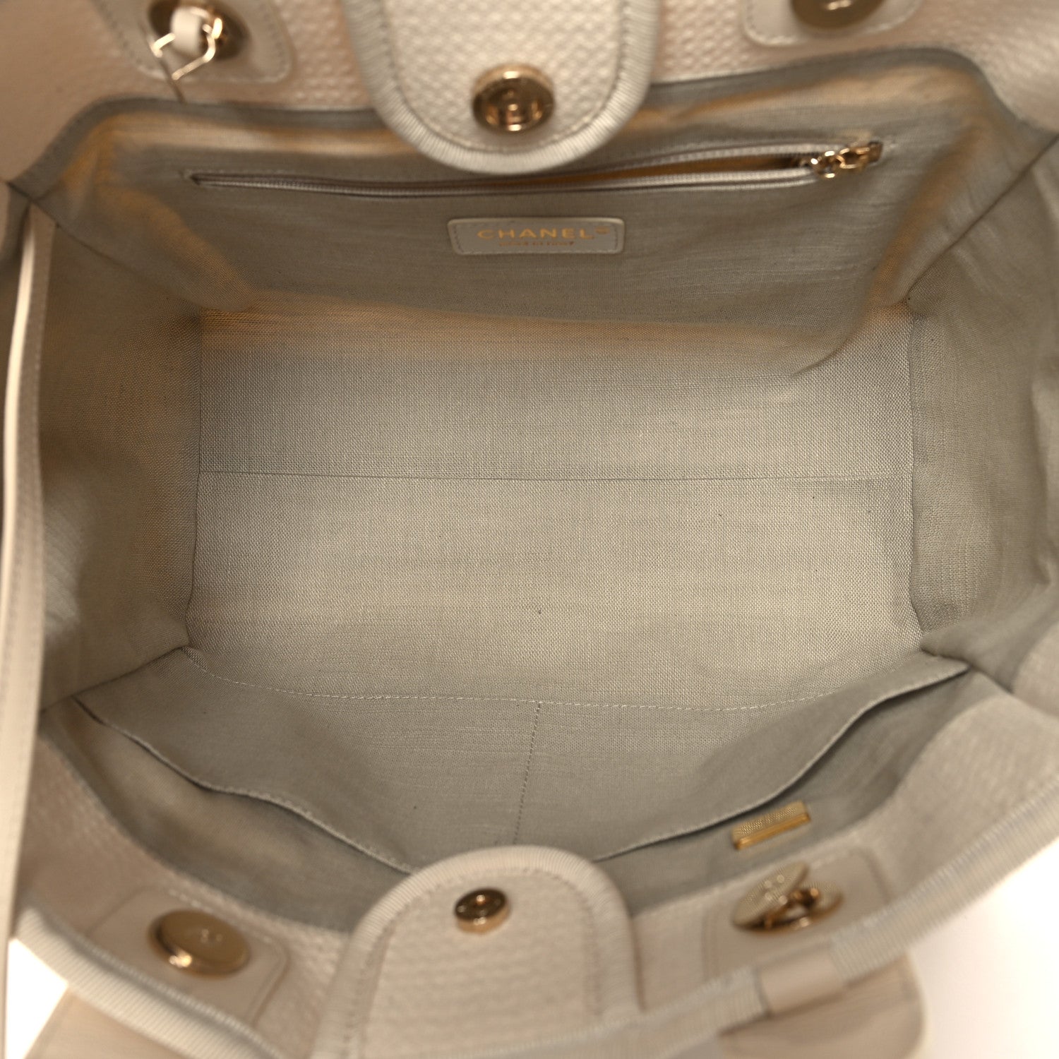 Chanel Mixed Fibers Small Deauville Tote White 6 of 15