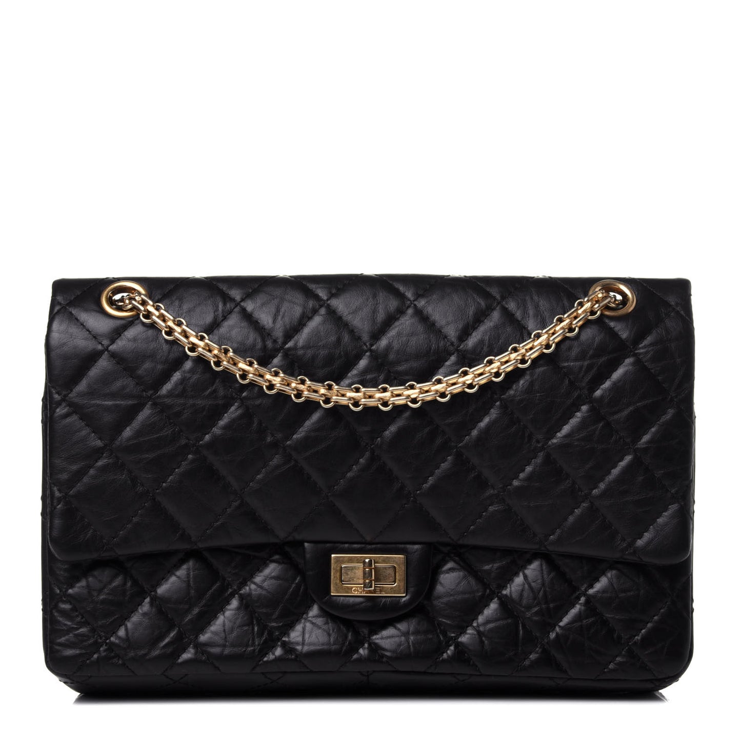 Aged Calfskin Quilted 2.55 Reissue 226 Flap Black