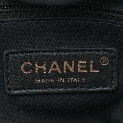 Chanel Mixed Fibers Calfskin Striped Medium Deauville Tote Black Black 6 of 12