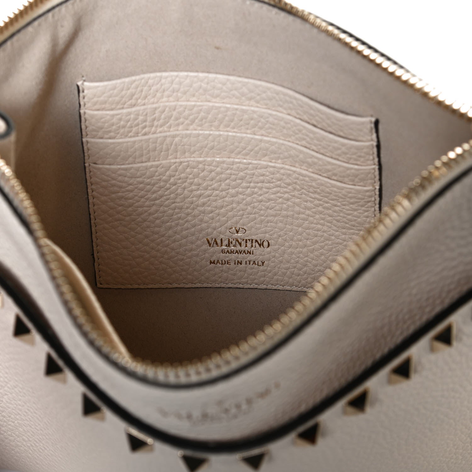 Valentino Garavani Pebbled Calfskin Rockstud Wristlet Clutch White 6 of 11
