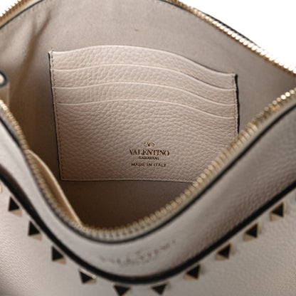 Valentino Garavani Pebbled Calfskin Rockstud Wristlet Clutch White 6 of 11